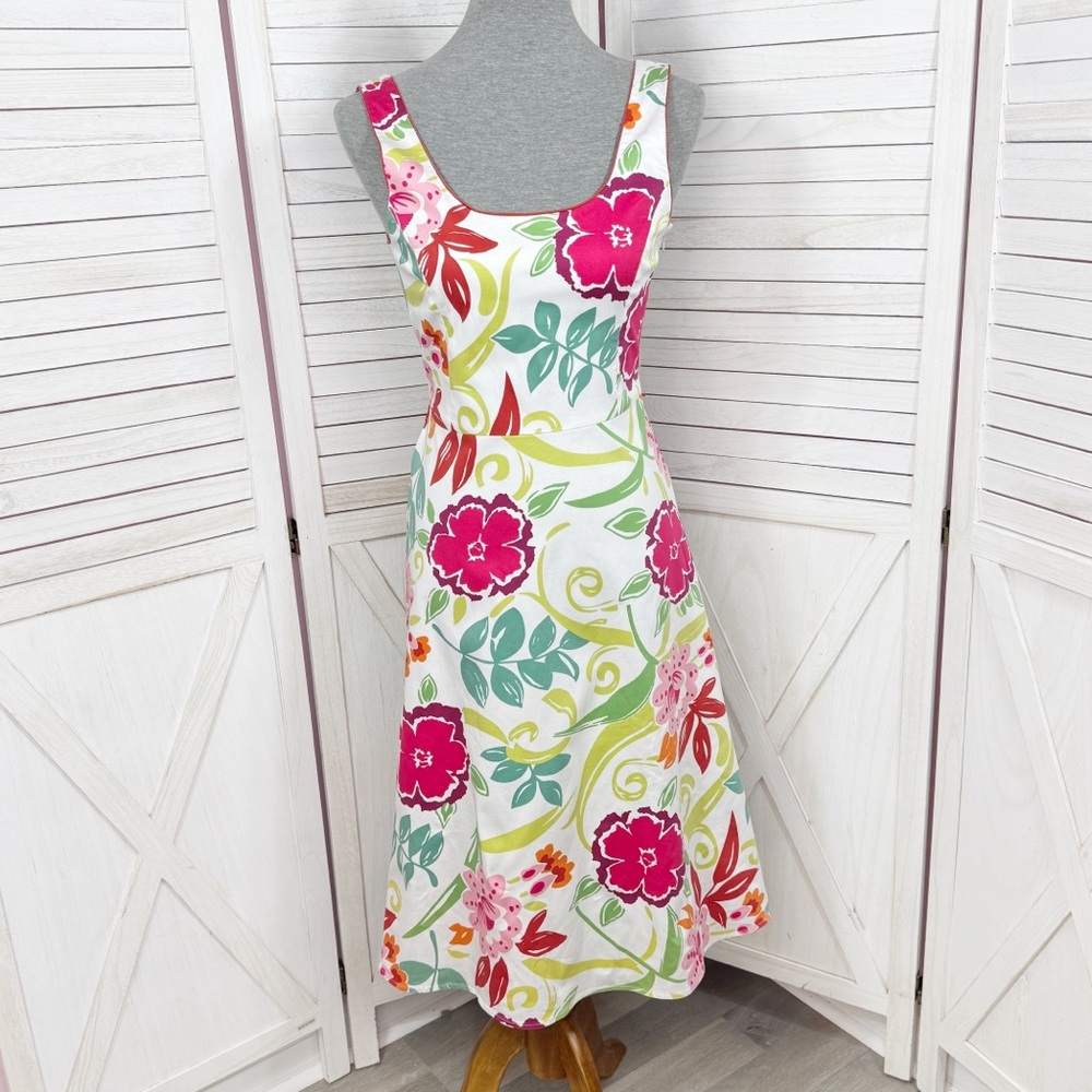 Spenser Jeremy Floral Dress Sleeveless Sundress Fit Flare White Multi 4